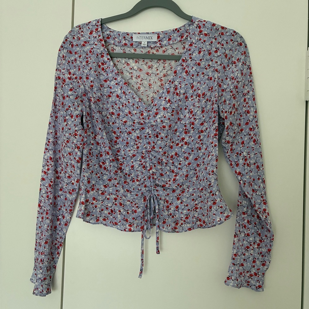 Intermix Silk Ruched Shirt